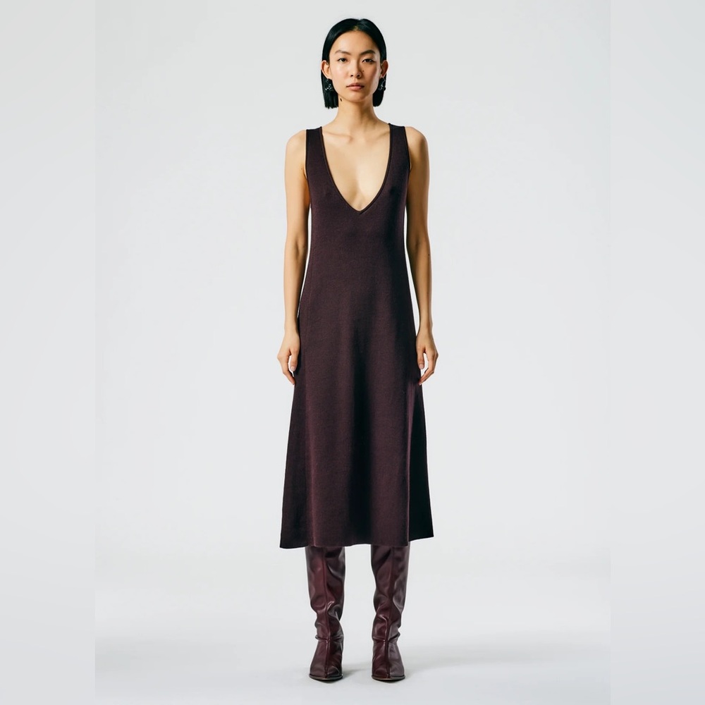 TIBI Organic Cotton Tencel V-Neck Cami Dress - SMALL